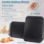 Small Cookie Sheets, Baking Pans, Nonstick Carbon Steel Baking Sheets, 2-Pack, 9.5 X 7.1 Inches (Inner 7.5 X 6)