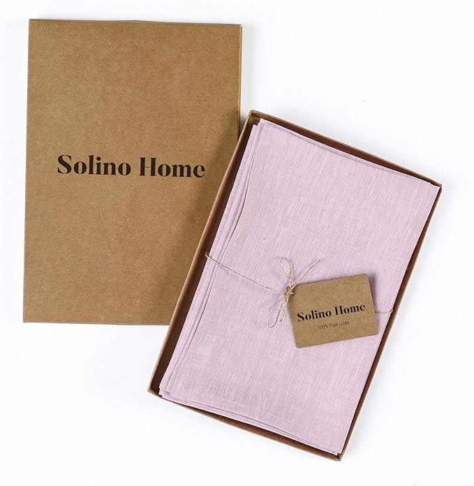 Solino Home Linen Napkins Set of 4-100% Pure Linen Bubblegum Pink Dinner Napkins Cloth 20 x 20 Inch for Valentines - Athena, Handcrafted and Machine Washable