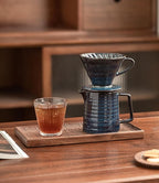 Pour Over Coffee Maker,Ceramic Coffee Maker With 40 pcs Paper Filter，15oz/450ml Pour Over Coffee Dripper (Starry Blue, V02)