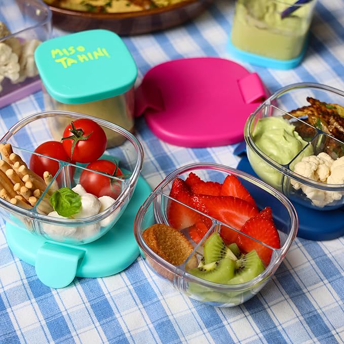 Yumbox Snack Bowl, Leakproof 3 Compartments, Removable Lid, Microwave, Dishwasher Safe, Perfect for acai bowl, yogurt bowl, granola, Bento Snack Box for school, work, travel