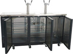 PEAKCOLD 3 Door, 4 Tap Commercial Beer Dispenser - Double Tower Keg Cooler - Kegerator; 72" W