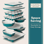 Country Kitchen Nonstick Stackable Bakeware Set - Heavy Duty, Durable, Easy Release Baking Set, Sage, 10 Pcs