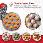 Holstein Housewares 12-Count Cake Pop Maker with Non-Stick Plates & Indicator Lights – Bakes 12 Sweet or Savory Pops Fast, Perfect for Birthday Treats & Holiday Party Snacks, Red