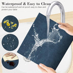 Faux Leather Placemats Set of 6,Heat Resistant Placemats for Dining Table, Easy Clean Non-Slip Place Mats, Waterproof Stain Resistant Wipeable Washable PU Table Mats, (Navy Blue)