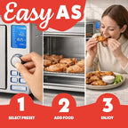 Gourmia Air Fryer French Door Toaster Oven - 6-Slice Capacity, LED Display with 14 Cooking Presets, Stainless Steel