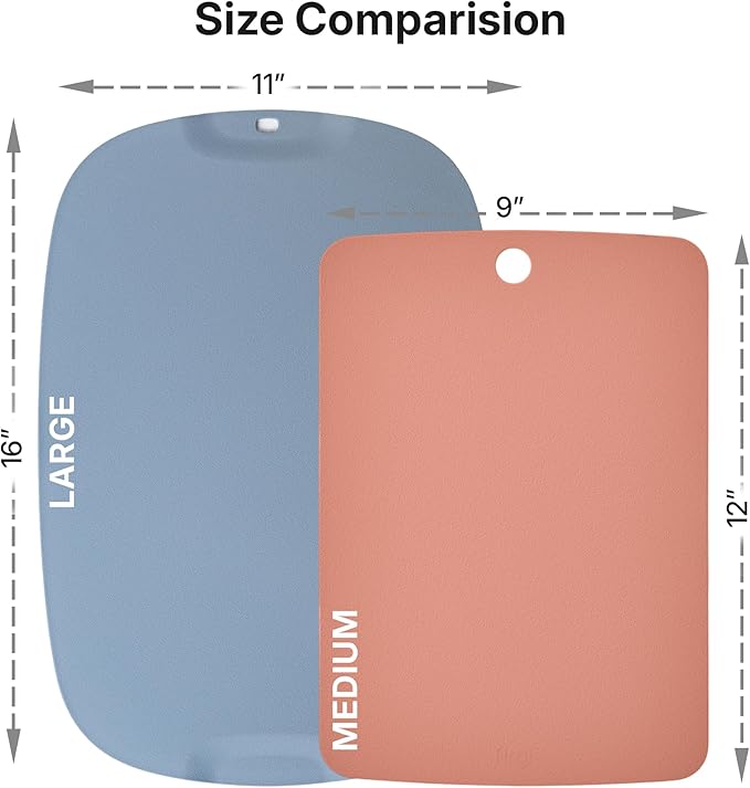 TPU Cutting Board Set of 2 9"x12" - Flexible Cutting Mats for Kitchen Knife Friendly, Cutting Mat Non-Slip Chopping Board Double Sided Scratch Resistant Food Grade Pink Mint
