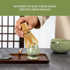YIBO Matcha Whisk Set With Bowl, Ceramic Matcha Making Kit Includes Bamboo Whisk (Chasen), Holder Stand, Powder Starter Sifter, Scoop, Measuring Spoon & Cup Tea Tools For Ceremony (Mottled Green)