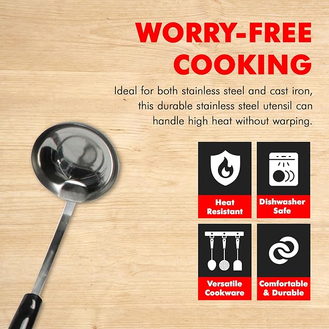 Chef Craft Select Cooking Ladle, 11.5 inch, Stainless Steel