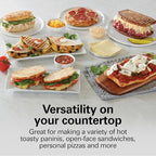 Hamilton Beach Panini Press Sandwich Maker & Electric Indoor Grill with Locking Lid, Opens Wide to Fit Any Thickness for Quesadillas, Burgers & More, Nonstick 8" x 10" Grids, Chrome (25460MNA)