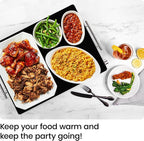 Chefman Electric Warming Tray with Adjustable Temperature Control, Perfect For Buffets, Restaurants, Parties, Events, and Home Dinners, Glass Top Extra Large 21” x 16” Surface Keeps Food Hot – Black