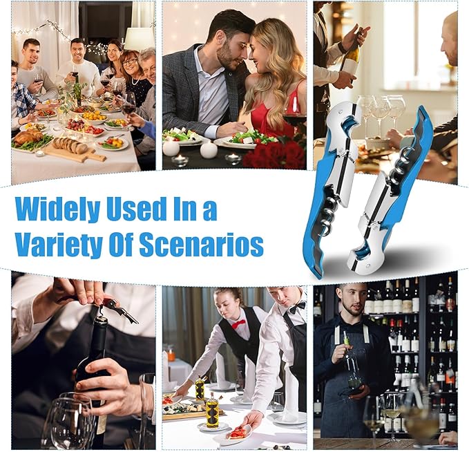 12 Pieces wine key wine opener Professional Waiter Corkscrews Stainless bottle opener Fold Serrated Foil Cutter Key for Family, Company Party,Bars,Restaurants(blue)