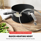 GreenPan x Bobby Flay 2.5QT Nonstick Saucepan with Glass Lid, PFAS-Free Diamond Ceramic, Induction Suitable, Stay-Cool Silicone Handle, Easy Clean Dishwasher & Oven Safe, Chef Pan, Black