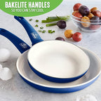 GreenLife Non Stick Fry Pan Set (7" & 10"), Non-Toxic PFAS-Free Ceramic Skillets, Dishwasher & Oven Safe, Egg Omelet Frying Pans, Stay- Cool Handles, Kitchen Home Cooking Essentials, Blue