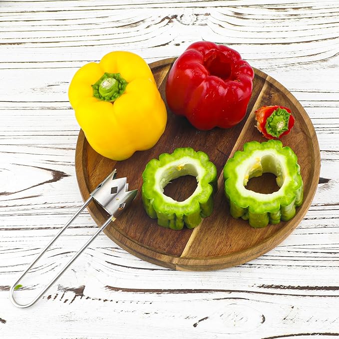Pepper Seed Corer, 2024 New Upgraded Stainless Steel Fruit Core Remover Apple Core Seed Remover Vegetable Corer Tool for Vegetables Fruit Kitchen Utensils