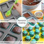 Beasea Nonstick Brownie Pan, 2 Pack 6 Cavity Black Square Brownie Muffin Pan Cake Pan Mini Cheesecake Cupcake Bakeware Carbon Steel 2x3 Cutter Brownie Baking Tray Bakeware for Oven Baking