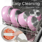 SODAY 15Pcs Pots and Pans Set Non Stick, Cookware Sets with Detachable Handle, Nonstick RV Kitchen Cooking Tools Removable Handles, Oven Safe, Induction Fast, Stackable Induction Cookware, Pink