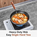 10.2 Inch Iron Wok, Cast Iron Wok Pan with Glass Lid, Uncoated Flat Bottom Wok for Stir-Fry & Saute, Woks & Stir-Fry Pans for Electric, Gas & Induction Cooktops