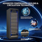 200 Bottle Upgrade Wine Cooler Refrigerator - 24 Inch Large Capacity Wine Fridge Built-In Freestanding, with Quiet Compressor, Professional Temperature Control & Wine Cellar - Black