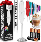 Zulay Kitchen Whisk Milk Frother with 4 Duracell Batteries - Powerful Handheld Foam Maker for Coffee, Lattes, Matcha, Hot Chocolate & Cappuccinos - Whip Creamy Froth in Seconds
