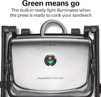 Hamilton Beach Panini Press Sandwich Maker & Electric Indoor Grill with Locking Lid, Opens Wide to Fit Any Thickness for Quesadillas, Burgers & More, Nonstick 8" x 10" Grids, Chrome (25460MNA)