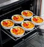 Ramekins 8 oz Oven Safe Set of 6 - Ceramic Creme Brulee Dishes, Souffle Cups, Individual Quiche Baking Dish, Food-Safe White Pudding Bowls for Kitchen, Stackable and Dishwasher Safe