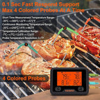 Bluetooth and WiFi Meat Thermometer IBBQ-4BW, Smart Wireless Grill Thermometer, 4 Color Probes | Mobile Notification, High/Low Timer, Rechargeable Digital Bluetooth Thermometer for Smoker Oven Kitchen