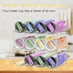 Stackable Water Bottle Organizer for Cabinet - Acrylic Tumbler Organizer Storage Rack for Stanley 40oz, Stanley Cup Holder, Pantry Kitchen Organizers and Storage for Stanley Cup, Holds 12 Bottles