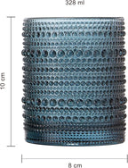 Khen Beaded Hobnail Tumbler Drinking Glasses Set | Set of 6 | Vintage Colored Hobnails 11 OZ Muted Bubble Design Whiskey, Old-Fashioned, Embossed Design Glass Water, Wine, Cocktail HAND WASH ONLY