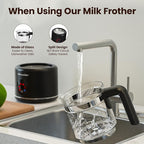 Large Electric Milk Frother and Steamer, 16.9oz/500ml Milk Steamer and Frother for Latte or Hot Chocolate, Dishwasher Safe, BPA Free, 6 Functions, Enjoy Perfect Milk Froth in 2 Min (Black-Glass)