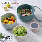 COOK WITH COLOR Prep Bowls with Lids- Wide and Deep Nesting Plastic Small Mixing Bowl Set with Lids, 12 Piece Set - Deep Bowls, Teal and Pink