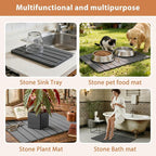 Large Stone Dish Drying Mat for Kitchen Counter, 2 PCS Quick Dry Diatomaceous Earth Dish Mat Set – Foldable Water Absorbing Kitchen Gadgets & Gifts, Home Essentials(Gray Ink 24"×16" & 8"x4")