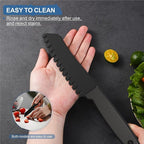2 pcs Plastic Knife for Nonstick Pans lettuce knife with serrated Blade Plastic Knife Set for Cutting Fruits, Veggies and Bread, Black and Grey