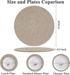 Round Placemats Set of 6, Cotton Rope Woven Table Mats, Hot Pads for Kitchen, Non Slip Heat Resistant Place Mats, 13 Inches Braided Placemat for Farmhouse Decor and Kitchen Table Decor (Brown)