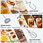 Colarlemo Milk Frother Handheld Rechargeable, Frother Wand Drink Mixer Electric Whisk for Coffee, Detachable With 3 Stainless Whisks, Hand Mixer for Lattes, Cappuccino, Matcha, Egg, No Stand, Beige