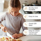 Zulay 3-Piece Kids Knife Set for Real Cooking & Baking - Toddler Knives for Cutting Fruits, Veggies, & Cake - Children’s Montessori Knife with Serrated Edges - Safe & Fun Lettuce Knife (Orange)