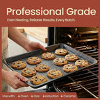 Diamond Bottom Cookie Sheet Set of 2, Nonstick Gray Marble Carbon Steel Baking Pans for Crisp Baking, Space-Saving Stackable Trays, PFOA, PFOS, PTFE Free, Oven Safe Up to 450°F, Small & Medium Pans