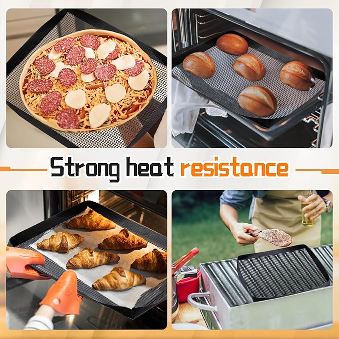 Teenyyou 2 Pcs 13.5 x 11.5 Inch PTFE Mesh Oven Baskets Air Fryer Basket for Oven Non-stick Air Fryer Basket Cooking Trays Replacement for Baking Chips Chicken Wings Bread Heating