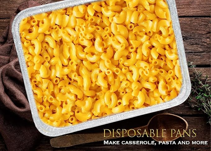 EHOMEA2Z 9x13 Disposable Aluminum Pans (30 Pack) – Made in USA Half Size Steam Table Pans, 13x9 Foil Baking Trays for Lasagna, Casseroles, Catering, Parties, BBQ, Crawfish Trays