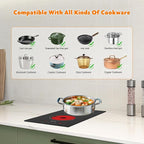 12" Ceramic Cooktop with 120V Plug, Electric Cooktop 1700W 2-Burner, Touch Control with Timer & Child Lock, Built-in or Countertop