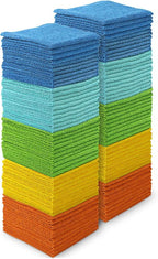 AIDEA Microfiber Cleaning Cloth 100PK, Soft Absorbent Rags, Microfiber Towels for Cars, Kitchen Towels, Dusting Cloth for Home, Window, Cleaning Supplies,12"×12"