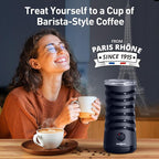 Milk Frother, Paris Rhône 4-in-1 Milk Steamer and Frother, Hot & Cold Foam Milk Warmer with Temperature Control, Auto Shut-Off Frothers for Coffee, Latte, Cappuccino, Macchiato, Blue