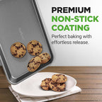 NutriChef 2-Piece Large & Medium Cookie Sheets for Baking - Non Stick Baking Sheet for Cookies, Sheet Cakes & Roasting - Dishwasher Safe - Gray