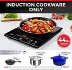 Mueller RapidTherm Portable Induction Cooktop, 1800W Single Burner Hot Plate, 8 Temp Levels, Preset Programs, for Dorm, RV, Small Kitchen