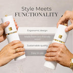 Wooden Salt and Pepper Grinder Set – Refillable Manual Salt and Pepper Mills with Adjustable Ceramic Burrs, Gold Detailing, and Wood Stand – White