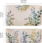 Bico Botanical Valley Ceramic 14 inch Rectangular Serving Platter, Set of 2, for Serving Salad, Pasta, Cheese, Ham, Appetizer, Microwave & Dishwasher Safe