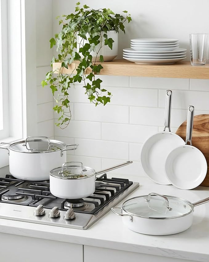 Ceramic Cookware Set - Nonstick Kitchen Pots and Pans Set, Induction Cookware Sets with Cooking Utensils Set, Non Toxic Cookware Set, Non Stick Pan Set for Cooking Pot, Oven & Dishwasher Safe, Gift