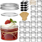 ComSaf Small Regular Mouth Mason Jars Bulk 4oz 24PCS Mini Mason Containers, Small Canning Jars, 4 oz Glass Jar with Lids for Mustards, Dipping Sauces, Jelly, DIY Candle Decor, Wedding Shower Favors