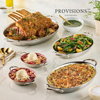 Hestan Provisions Oval Roasting Pan and Au Gratin Dish, 5.5 Quart Clad Stainless Steel, 17.5 x 14 Inch - Designed with Thomas Keller, Oven Safe 600F, Dishwasher Safe