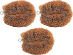 3pcs Tawashi Vegetable Scrub Brush, Coir Vegetable Brush, 100% Natural Coconut Scrubber, Japanese Fiber Clean Brush for Kitchen Cleaning Fruit Vegetable Needs, Dark Brown