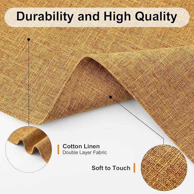 Homaxy Cloths Placemats for Dining Table Set of 4, Heat Resistant Washable Cotton Linen Blend Table Mats, Ideal for Kitchen Party Dining Decoration, 13" x 19", Amber